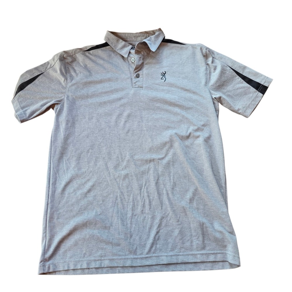 Browning Firearms Shirt Men's Large Gray Black Polo Outdoor‎ Hunting #1145
